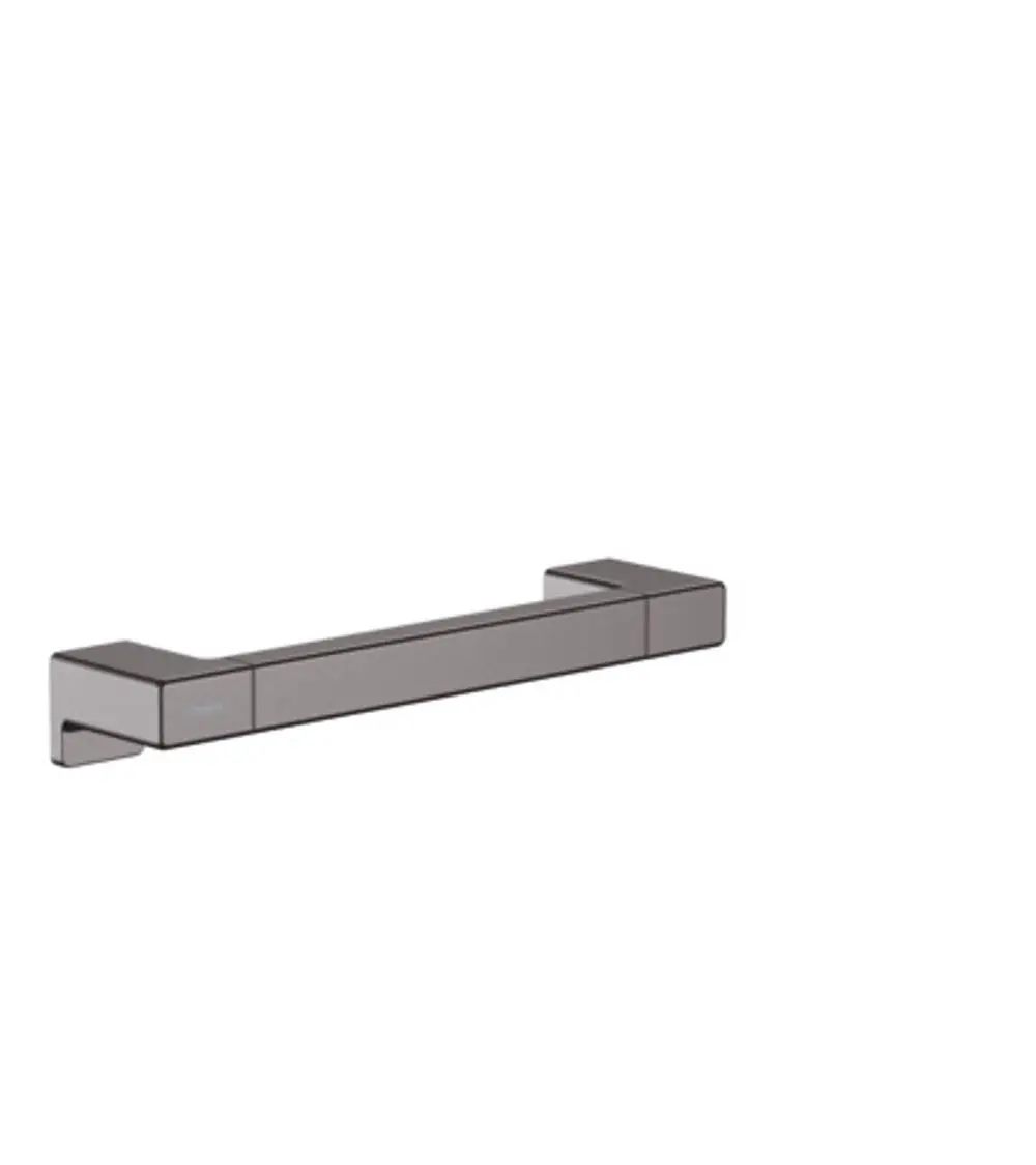 Haltestange in Brushed Black Chrome, rechteckige Form, von Hansgrohe. Geeignet für Badezimmeranwendungen, montiert an der Wand.